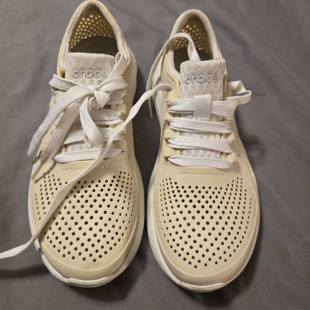 Crocs Cream Perforated Sneakers